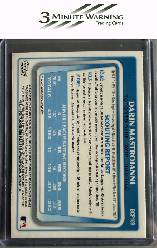 2011 Bowman #BCP109 Darin Mastroianni Chrome Prospects