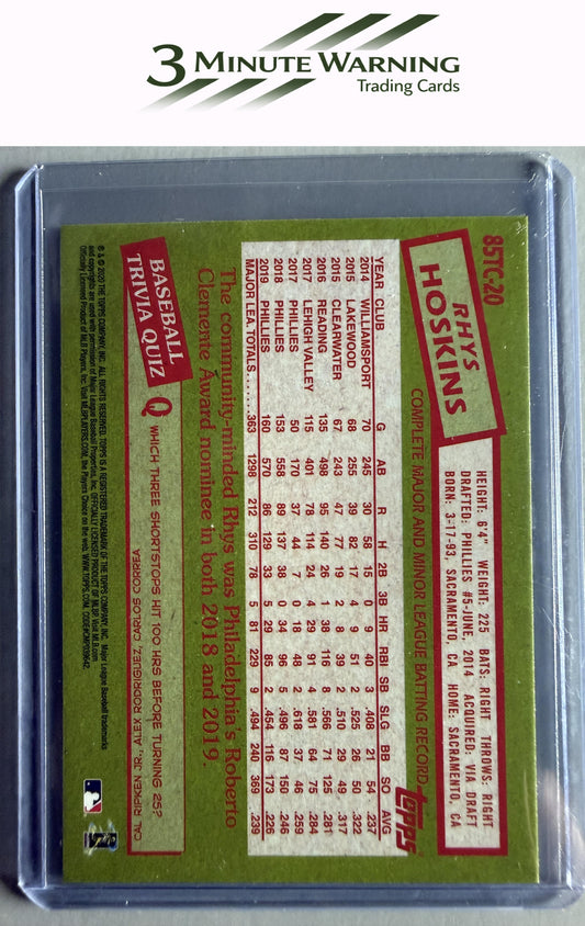 2020 Topps Chrome #85TC-20 Rhys Hoskins 1985 Topps Baseball