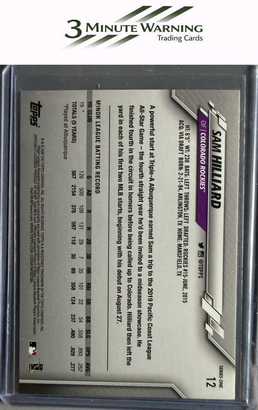 2020 Topps #12 Sam Hilliard