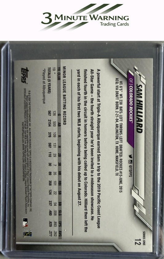 2020 Topps #12 Sam Hilliard