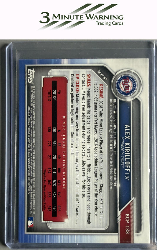 2019 Bowman #BCP-138 Alex Kirilloff Chrome Prospects