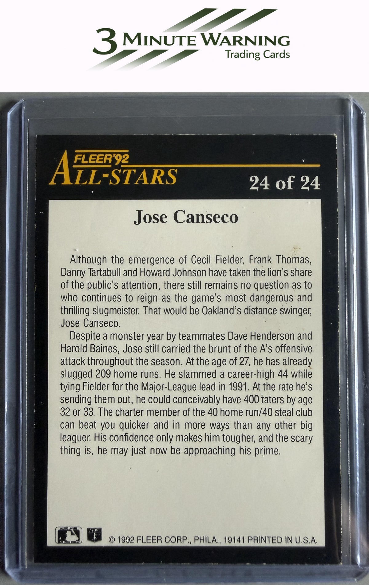 1992 Fleer #24 Jose Canseco All-Stars