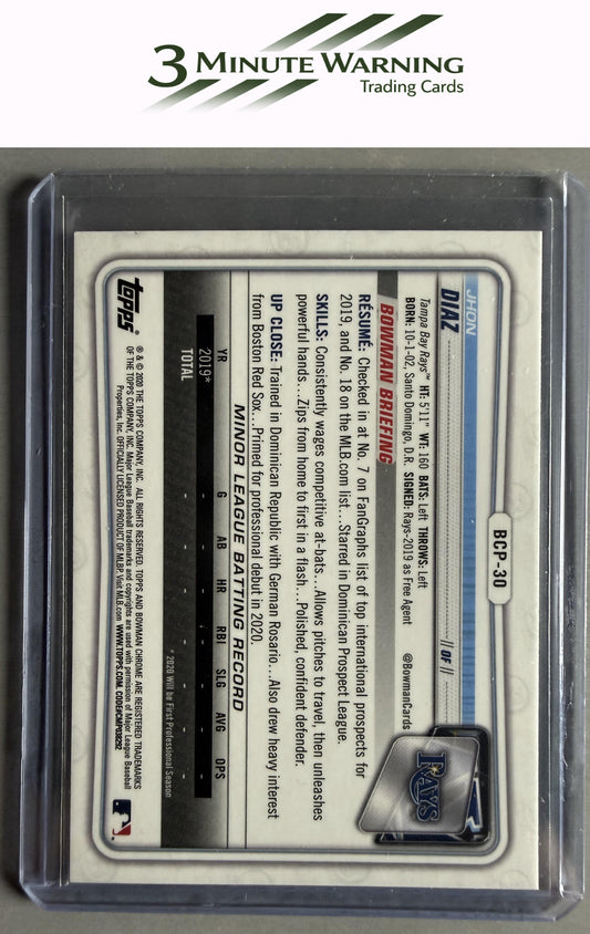 2020 Bowman #BCP-30 Jhon Diaz Chrome Prospects