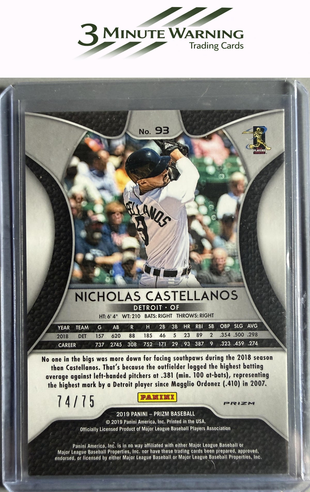 2019 Panini Prizm #93 Nicholas Castellanos Power Plaid Prizm #/75