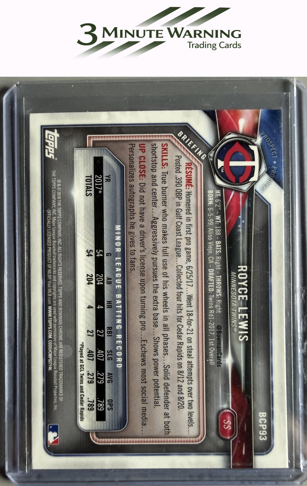 2018 Bowman #BCP93 Royce Lewis Chrome Prospects