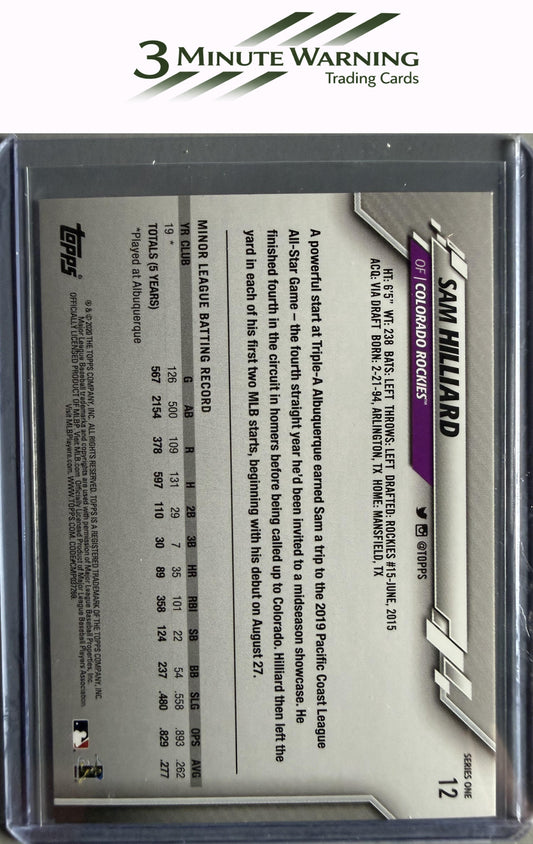 2020 Topps #12 Sam Hilliard