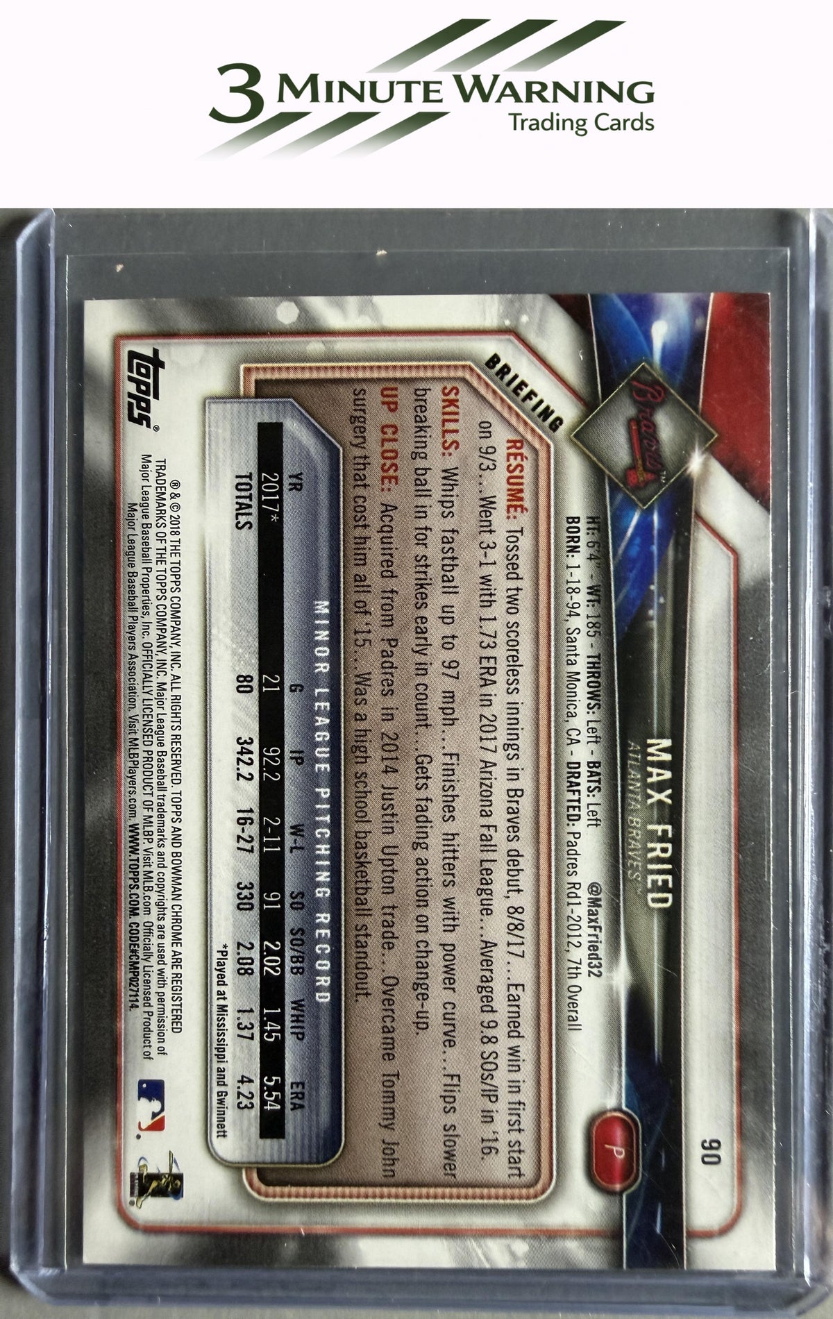 2018 Bowman #90 Max Fried