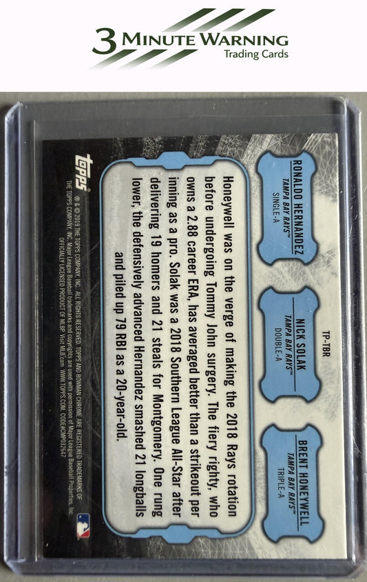 2019 Bowman #TP-TBR Ronaldo Hernandez / Nick Solak / Brent Honeywell Talent Pipeline