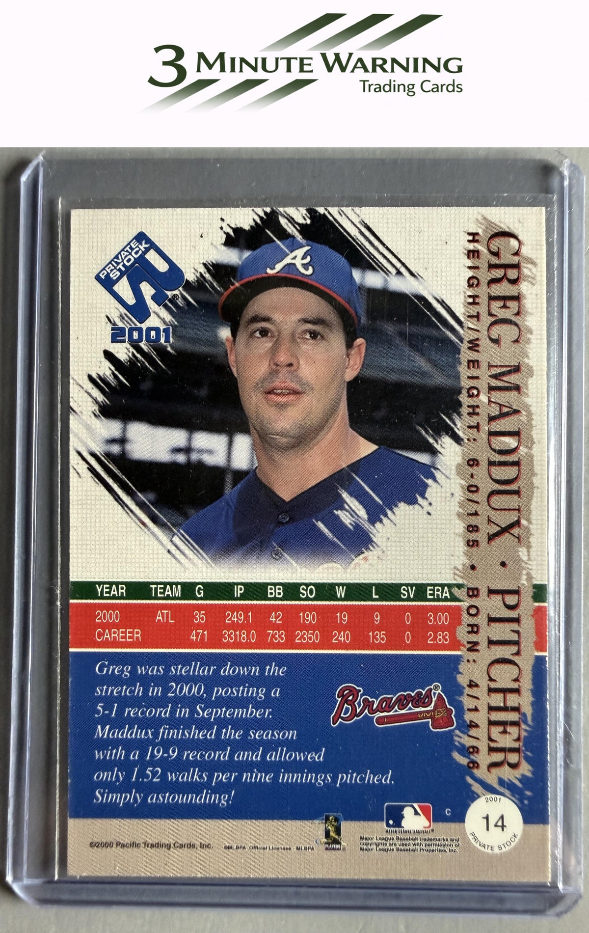 2001 Pacific Private Stock #14 Greg Maddux Silver (Retail)