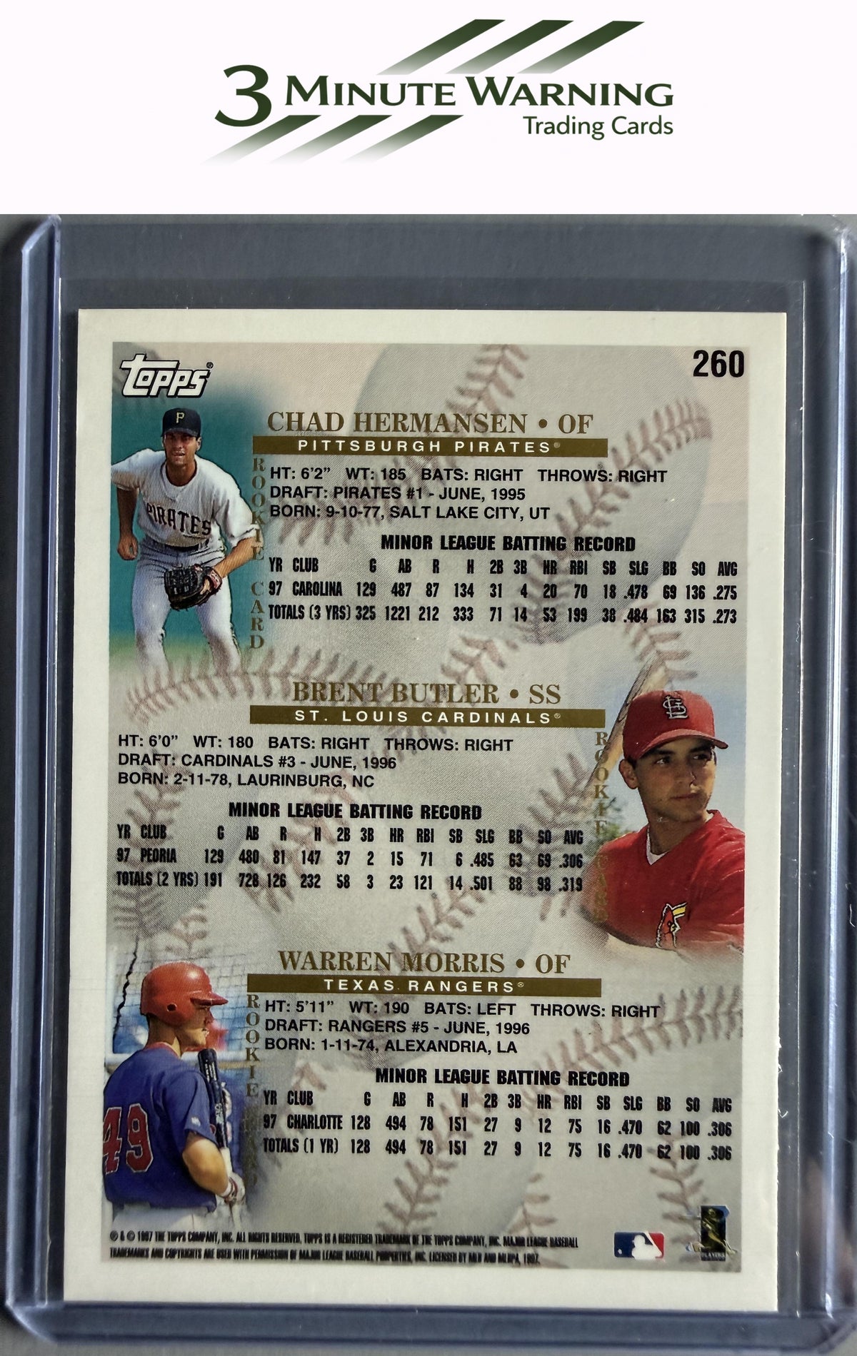 1998 Topps #260 Chad Hermansen / Brent Butler / Warren Morris PROS, RC