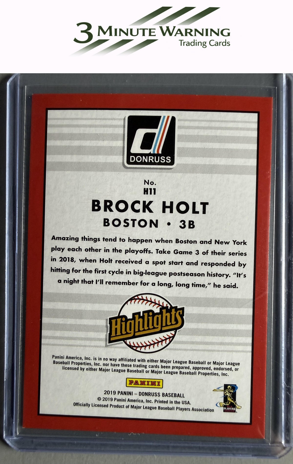 2019 Donruss #H11 Brock Holt Highlights Pink Fireworks