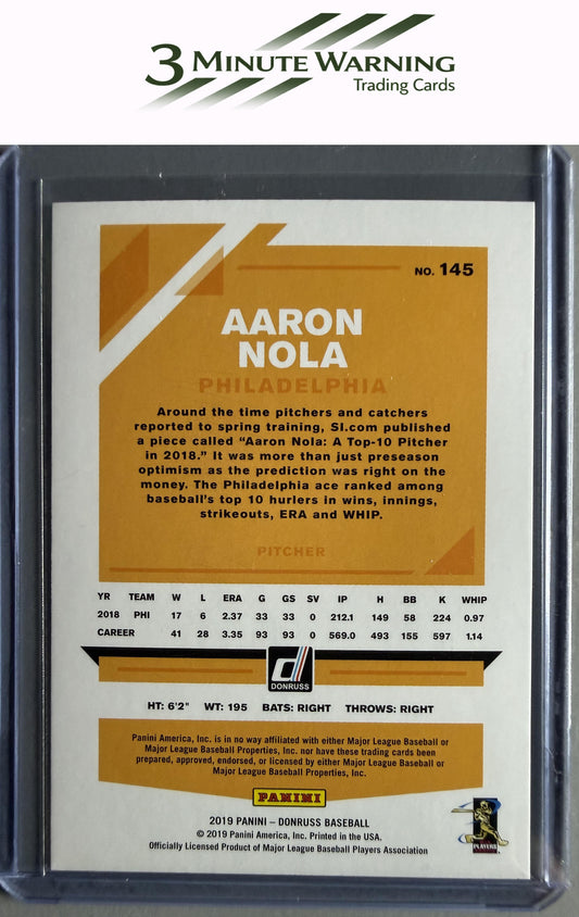 2019 Donruss #145 Aaron Nola Holo Pink
