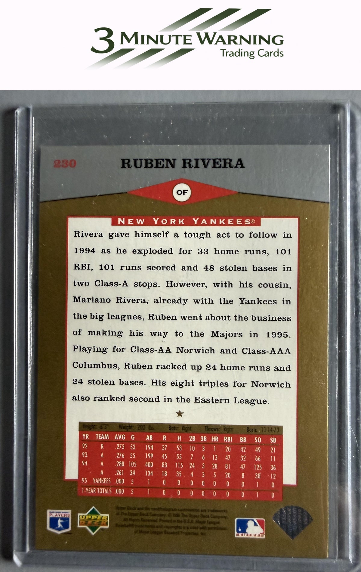 1996 Upper Deck #230 Ruben Rivera