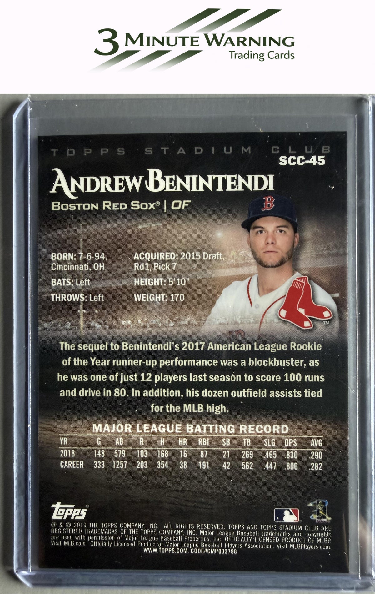 2019 Stadium Club #SCC-45 Andrew Benintendi Chrome