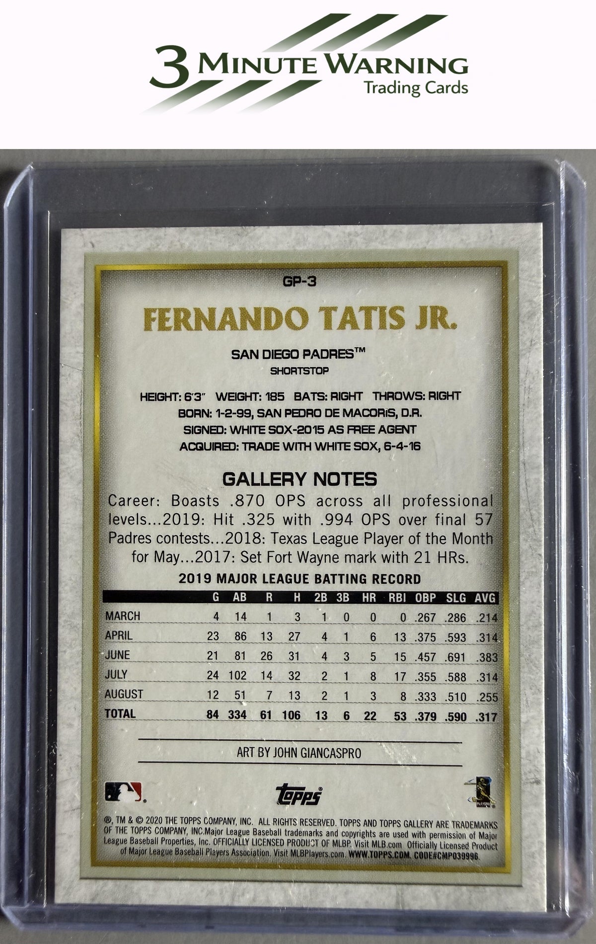2020 Topps Chrome #GP-3 Fernando Tatis Jr. Topps Gallery NBCD Preview