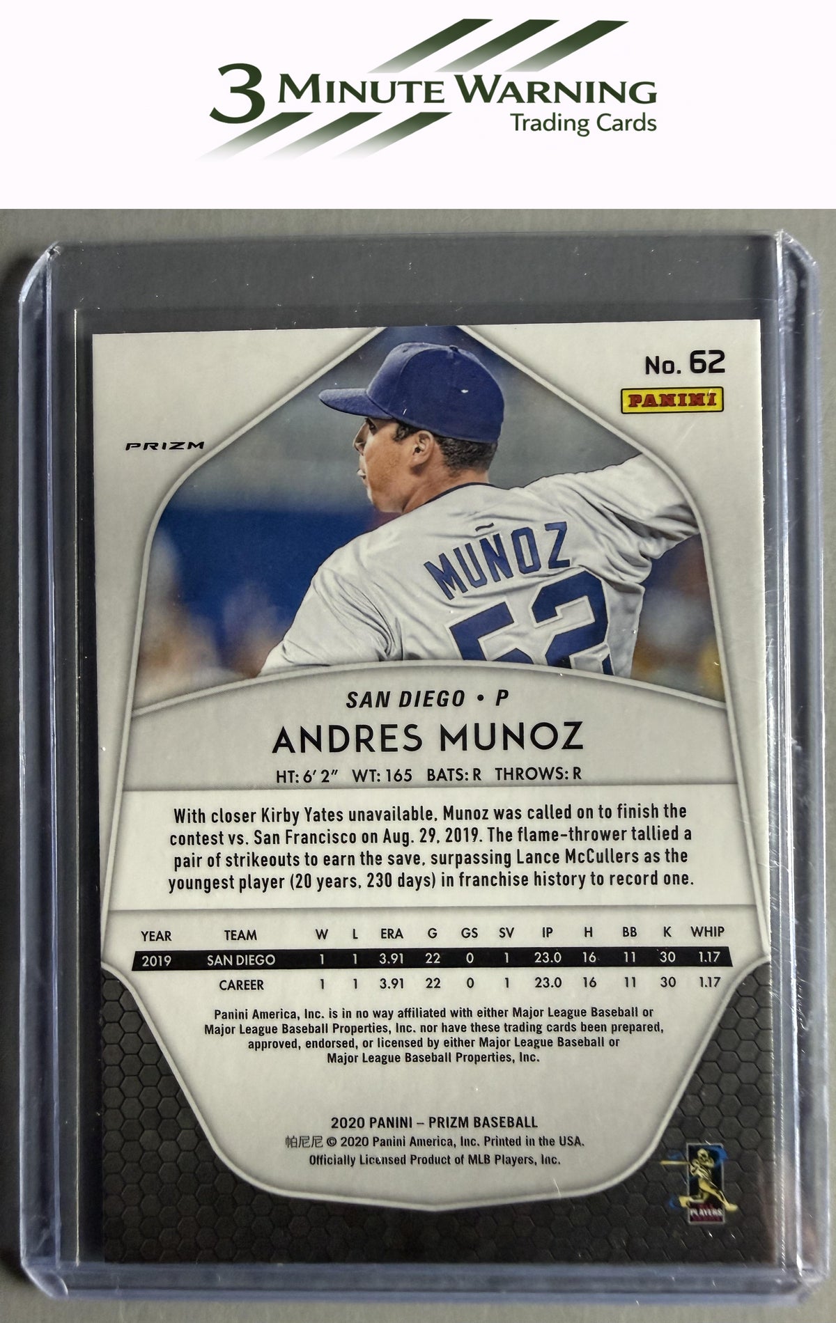 2020 Panini Prizm #62 Andres Munoz Red, White and Blue Prizm