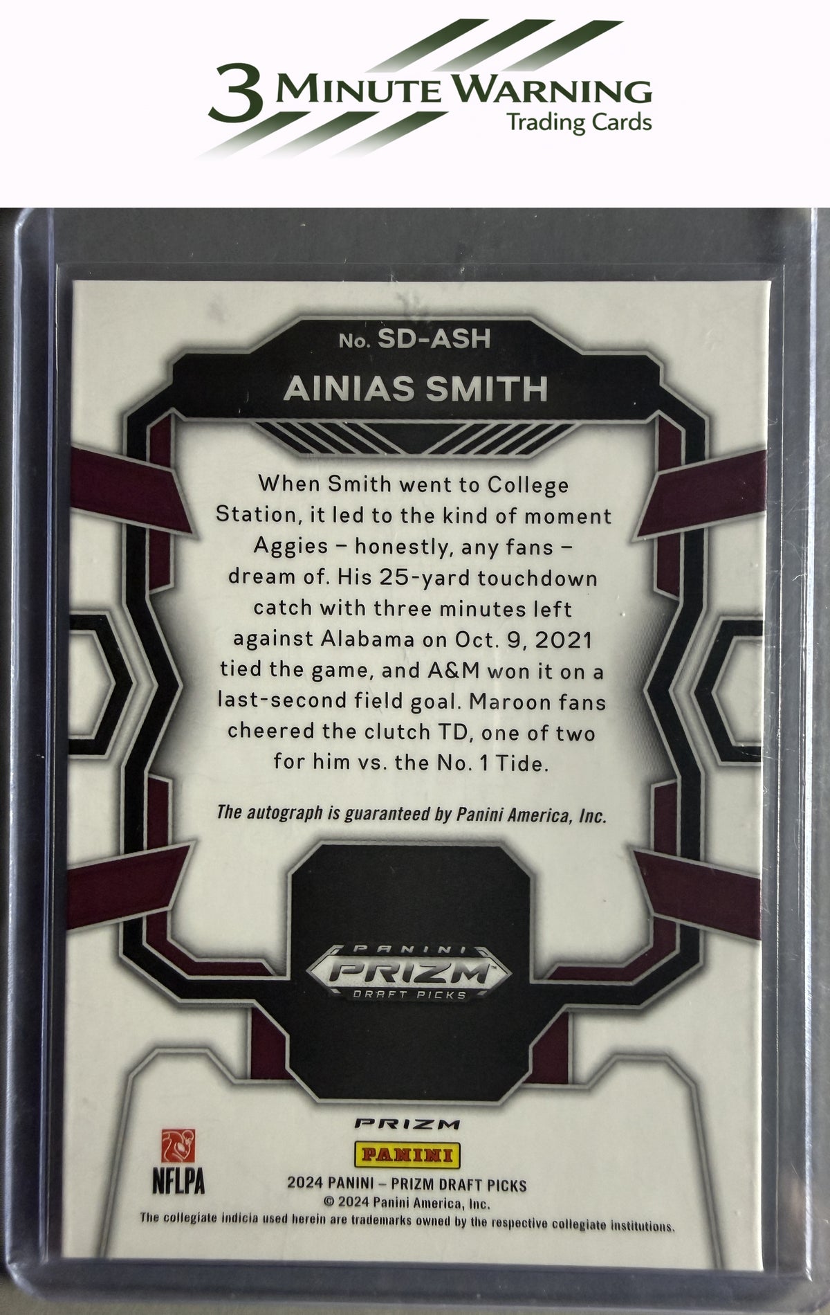 2024 Panini Prizm Draft Picks #SD-ASH Ainias Smith Signing Day Red Ice