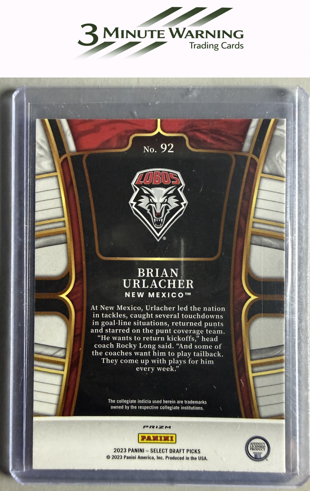 2023 Panini Select Draft Picks #92 Brian Urlacher Red Lazer Prizm