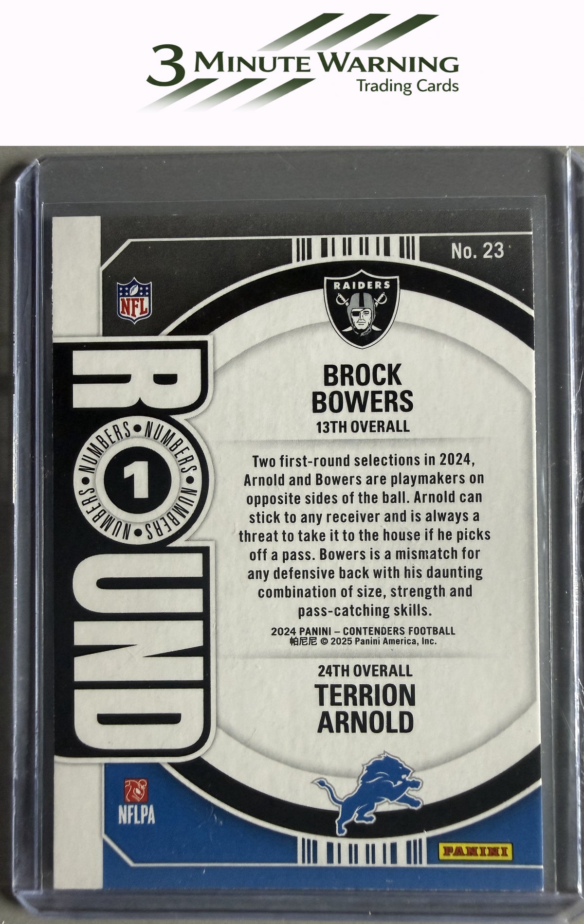 2024 Panini Contenders #23 Brock Bowers / Terrion Arnold Round Numbers