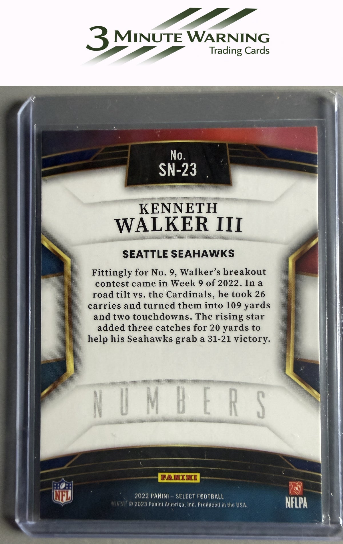 2022 Panini Select #SN-23 Kenneth Walker III Select Numbers