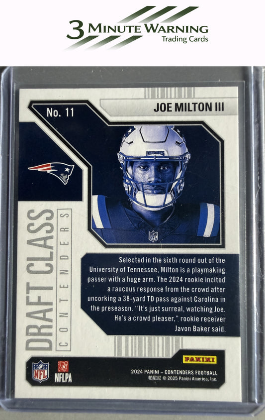 2024 Panini Contenders #11 Joe Milton III Draft Class Contenders
