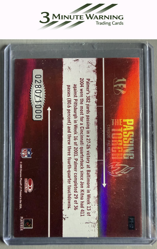 2005 Donruss Elite #PT-12 Carson Palmer Passing the Torch Red #/1000