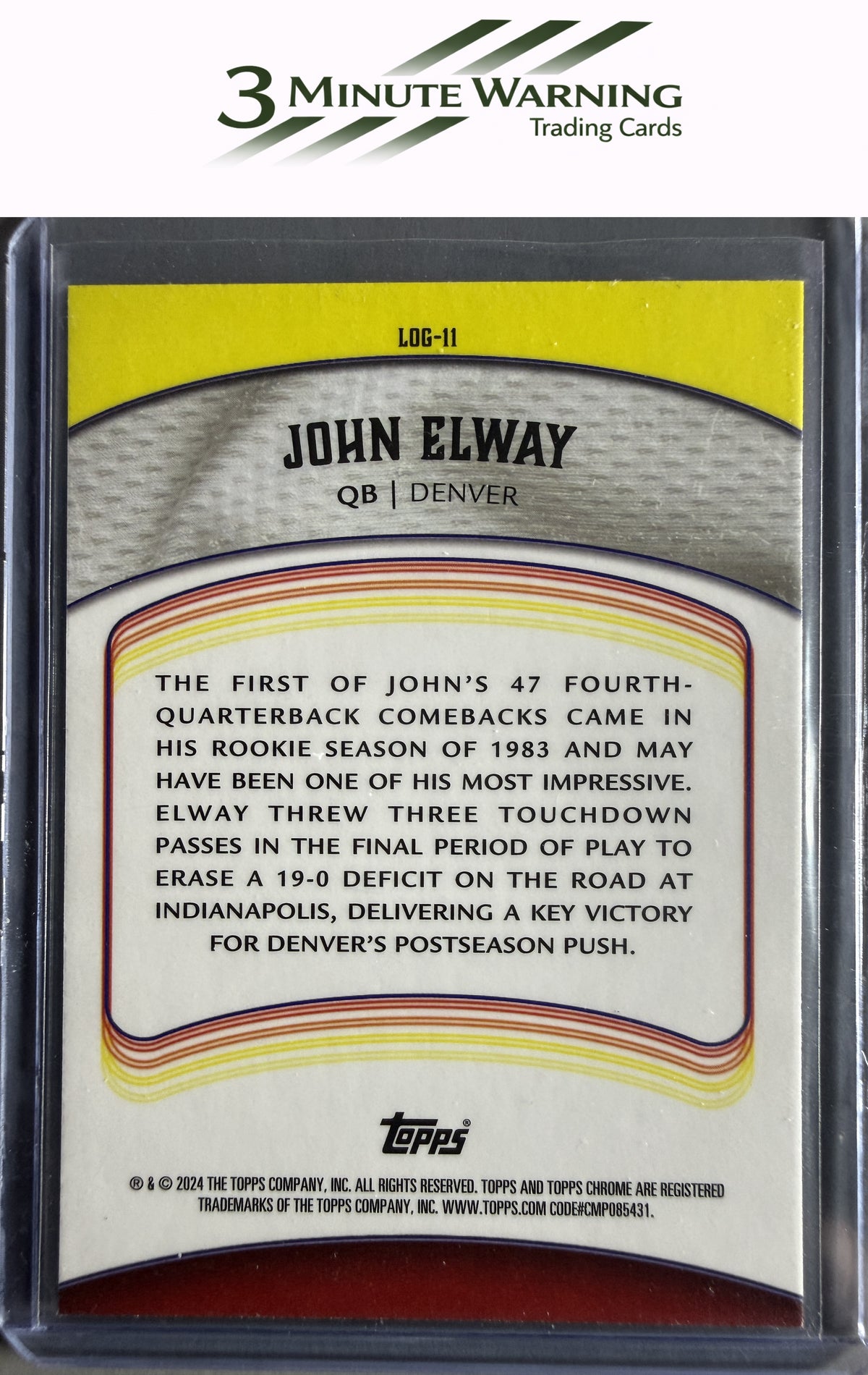 2024 Topps Chrome #LOG-11 John Elway Legends of the Gridiron