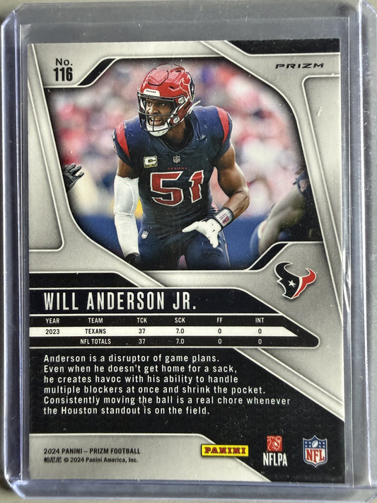 2024 Panini Prizm #116 Will Anderson Jr. Lazer