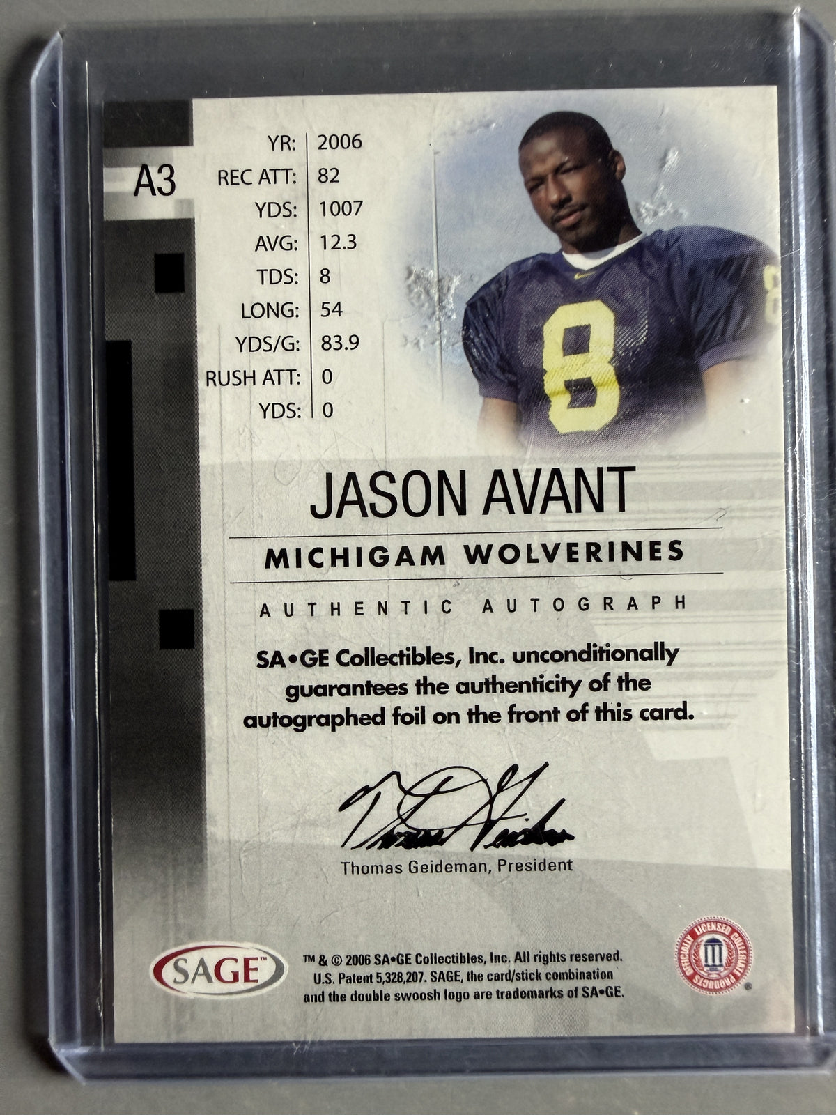 2006 SAGE #A3 Jason Avant Autographs Bronze #/650