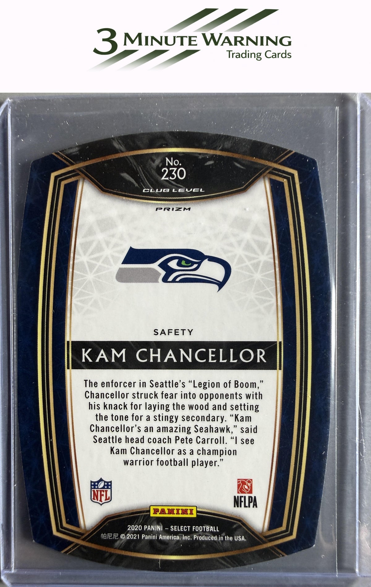 2020 Panini Select #230 Kam Chancellor Purple Prizm Die Cut