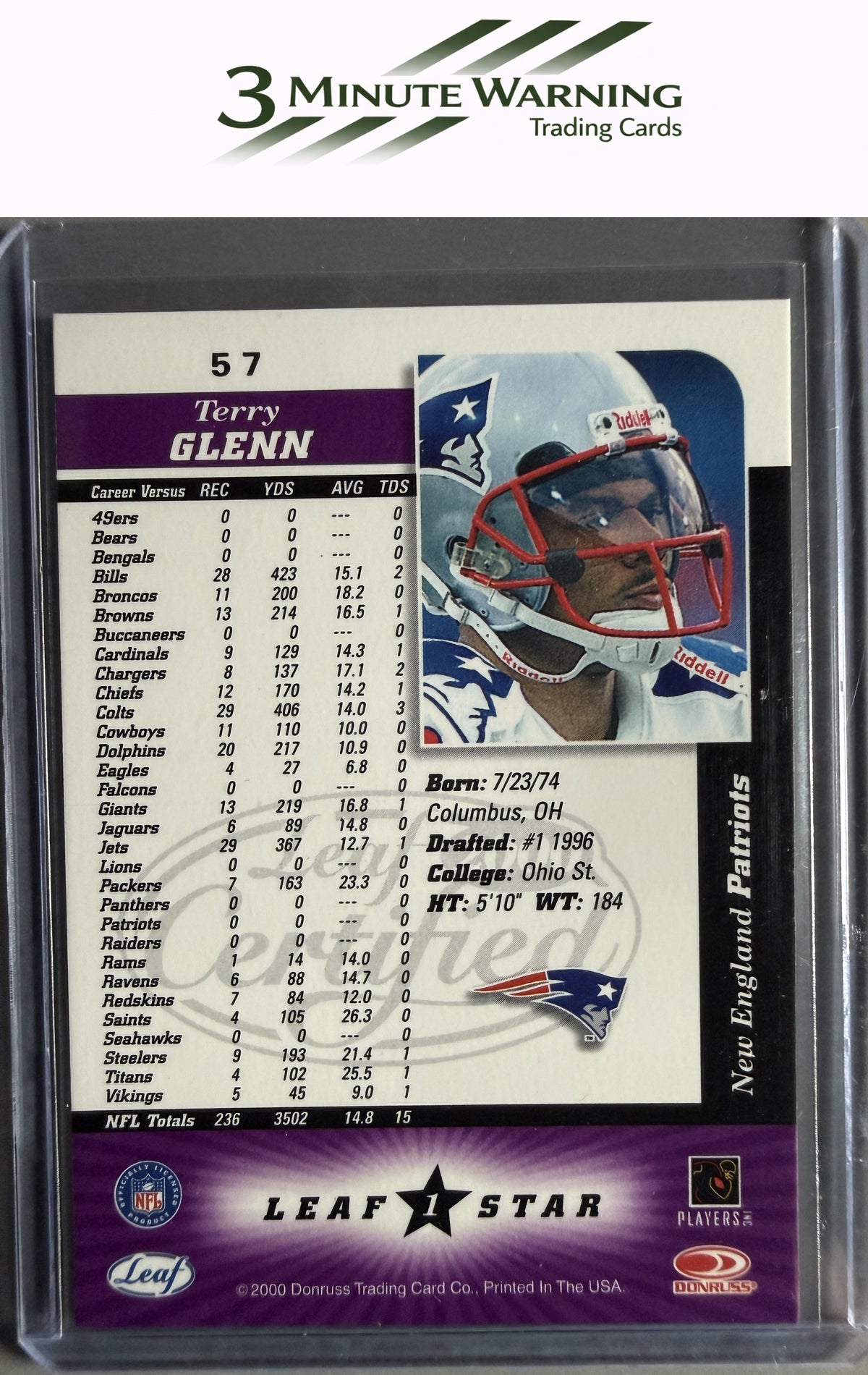 2000 Leaf Certified #57 Terry Glenn