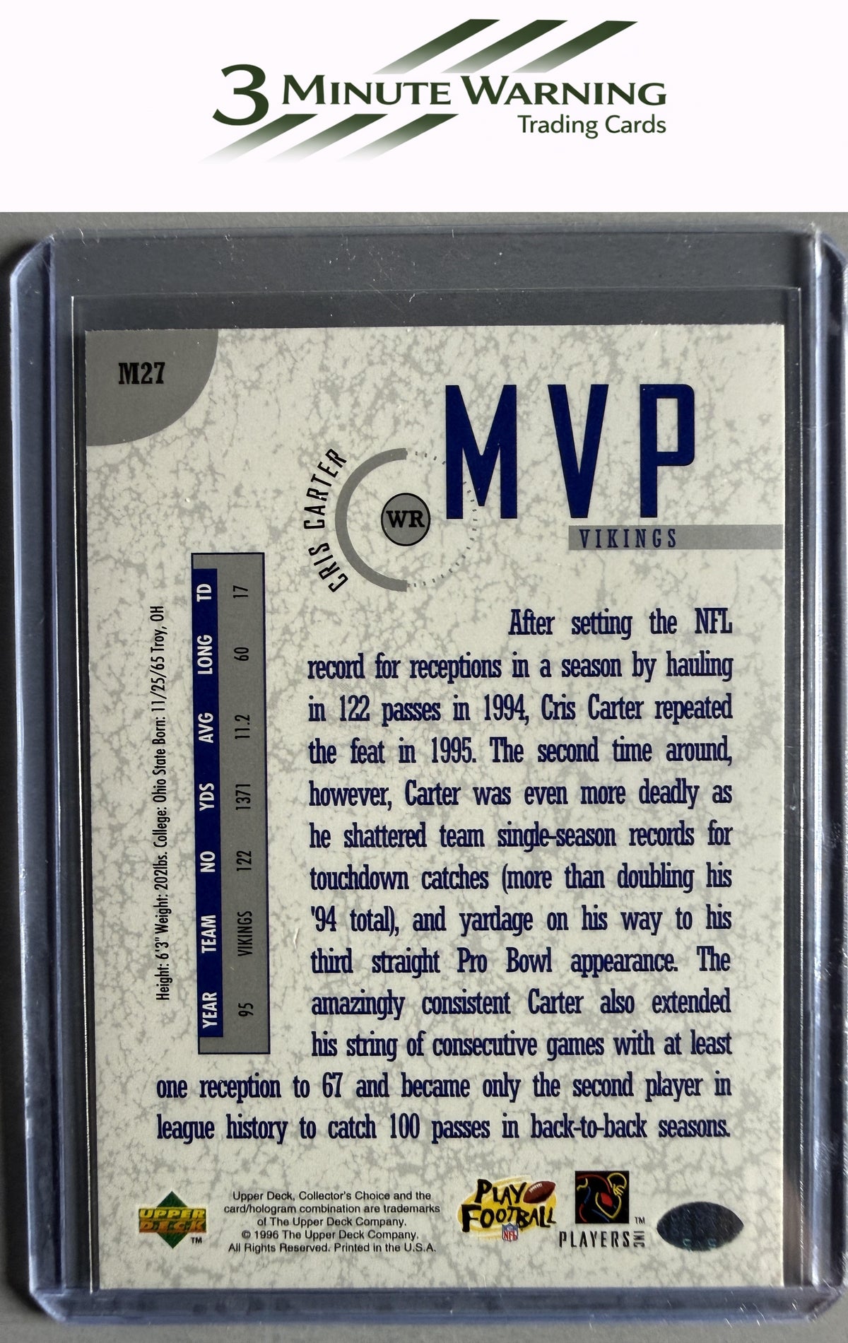 1996 Collector's Choice #M27 Cris Carter MVPs