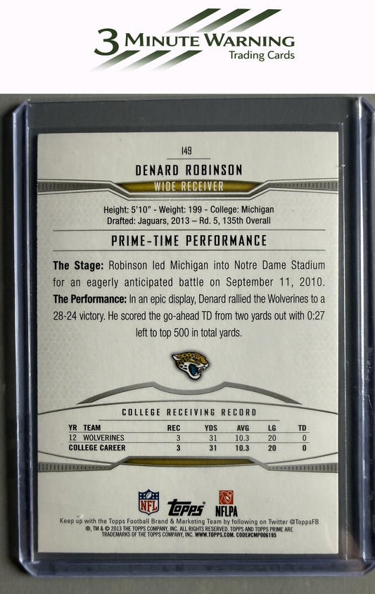 2013 Topps Prime #149 Denard Robinson Retail