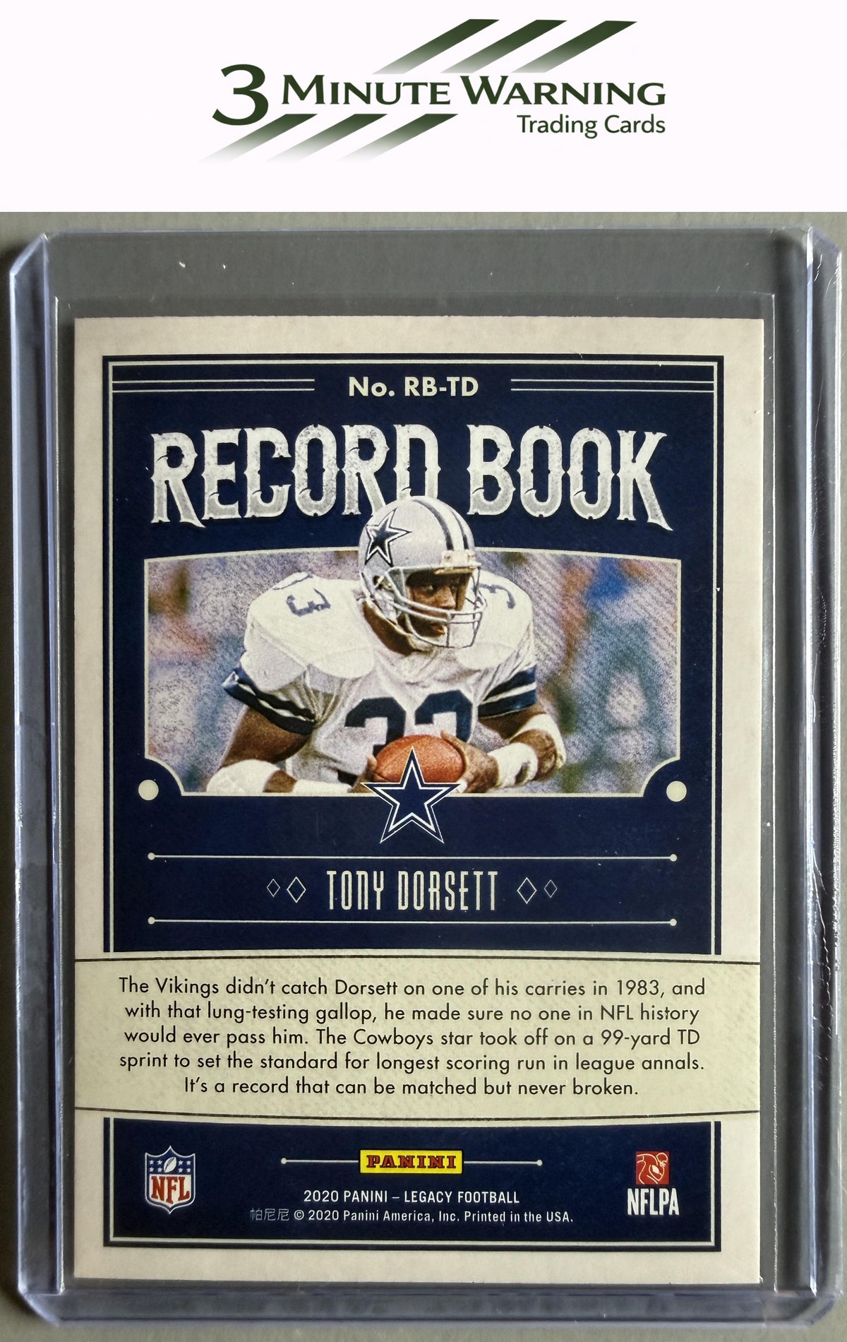 2020 Panini Legacy #RB-TD Tony Dorsett Record Book
