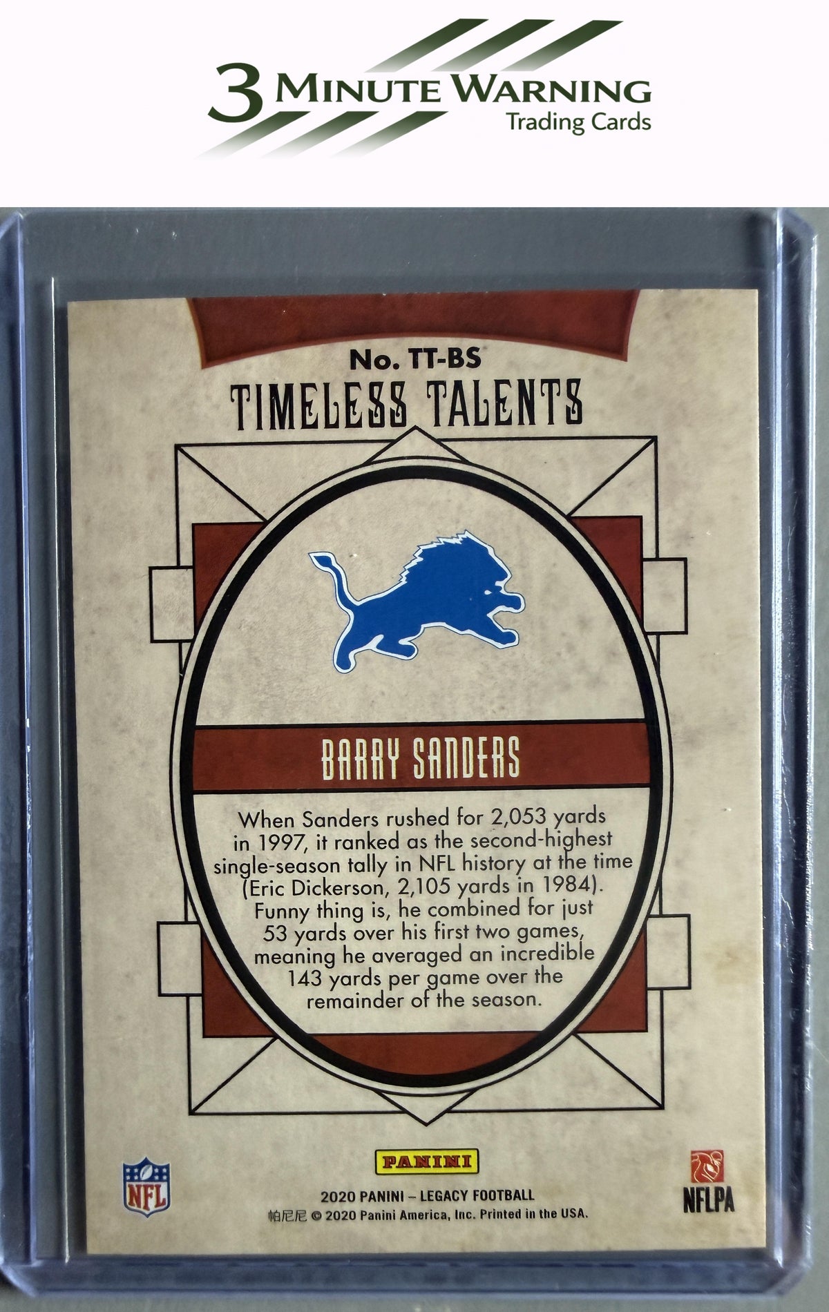 2020 Panini Legacy #TT-BS Barry Sanders Timeless Talents