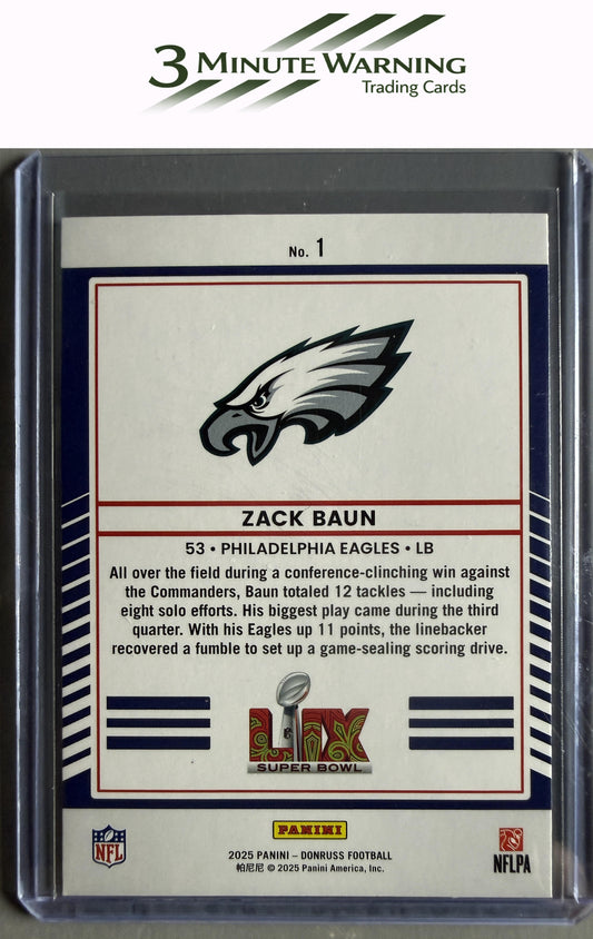 2025 Donruss #1 Zack Baun Road to the Super Bowl Conference Championship