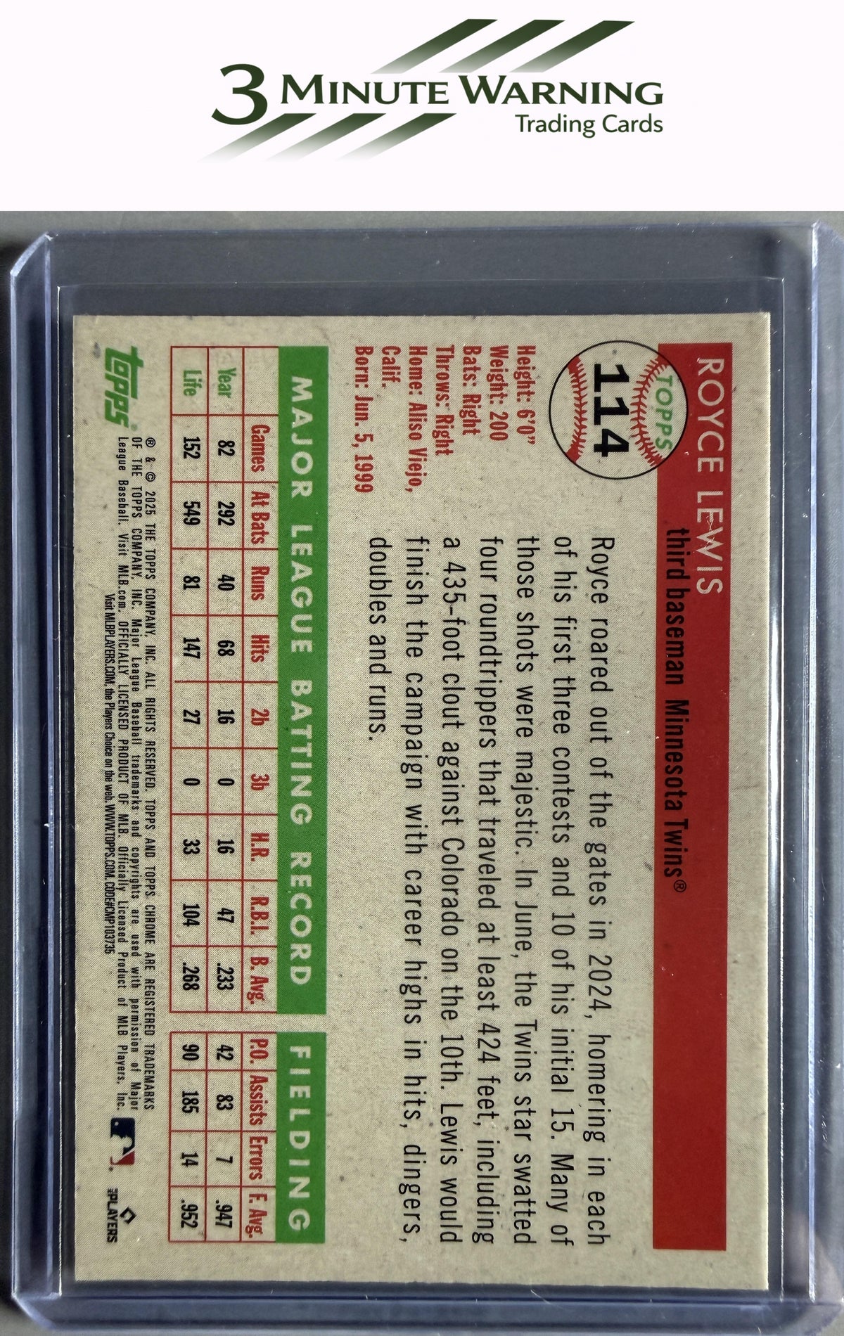 2025 Topps Chrome Platinum #114 Royce Lewis Vibrations Refractor #/250