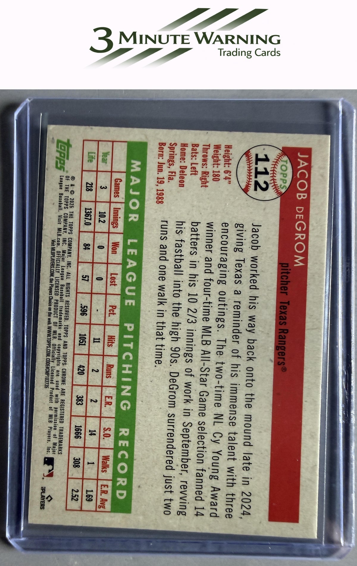 2025 Topps Chrome Platinum #112 Jacob deGrom