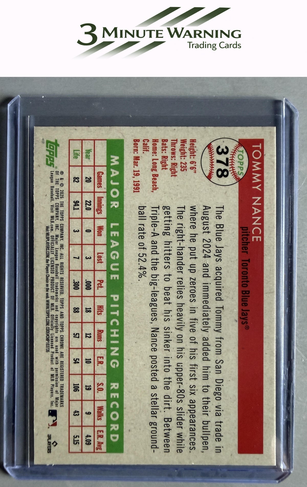 2025 Topps Chrome Platinum #378 Tommy Nance Blue Mini-Diamond Refractor #/199