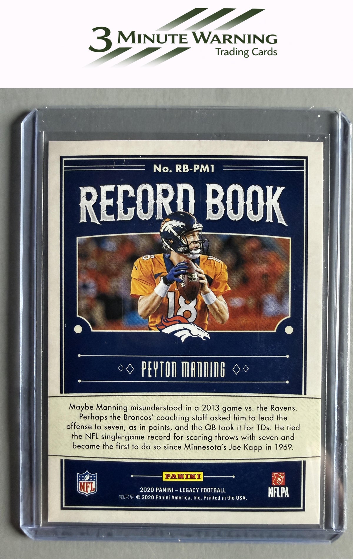 2020 Panini Legacy #RB-PM1 Peyton Manning Record Book