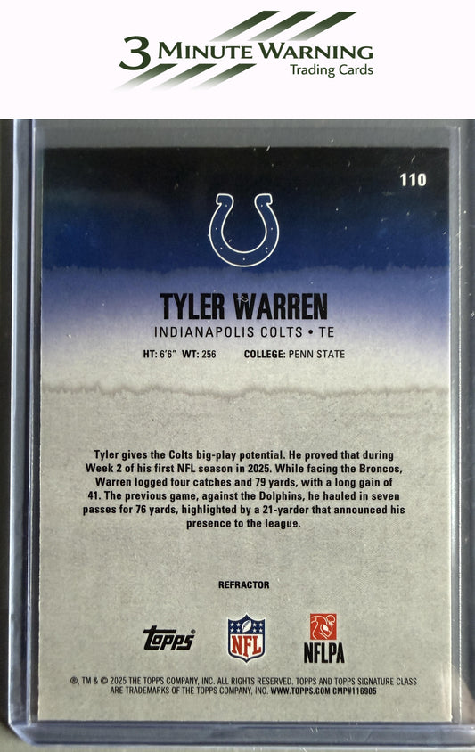 2025 Topps Signature Class #110 Tyler Warren Chrome Refractor