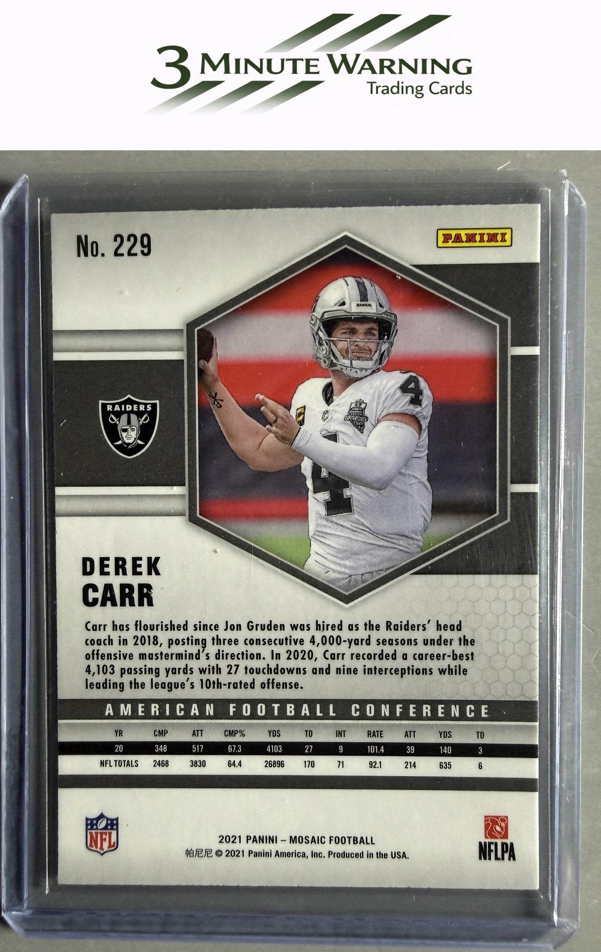 2021 Panini Mosaic #229 Derek Carr