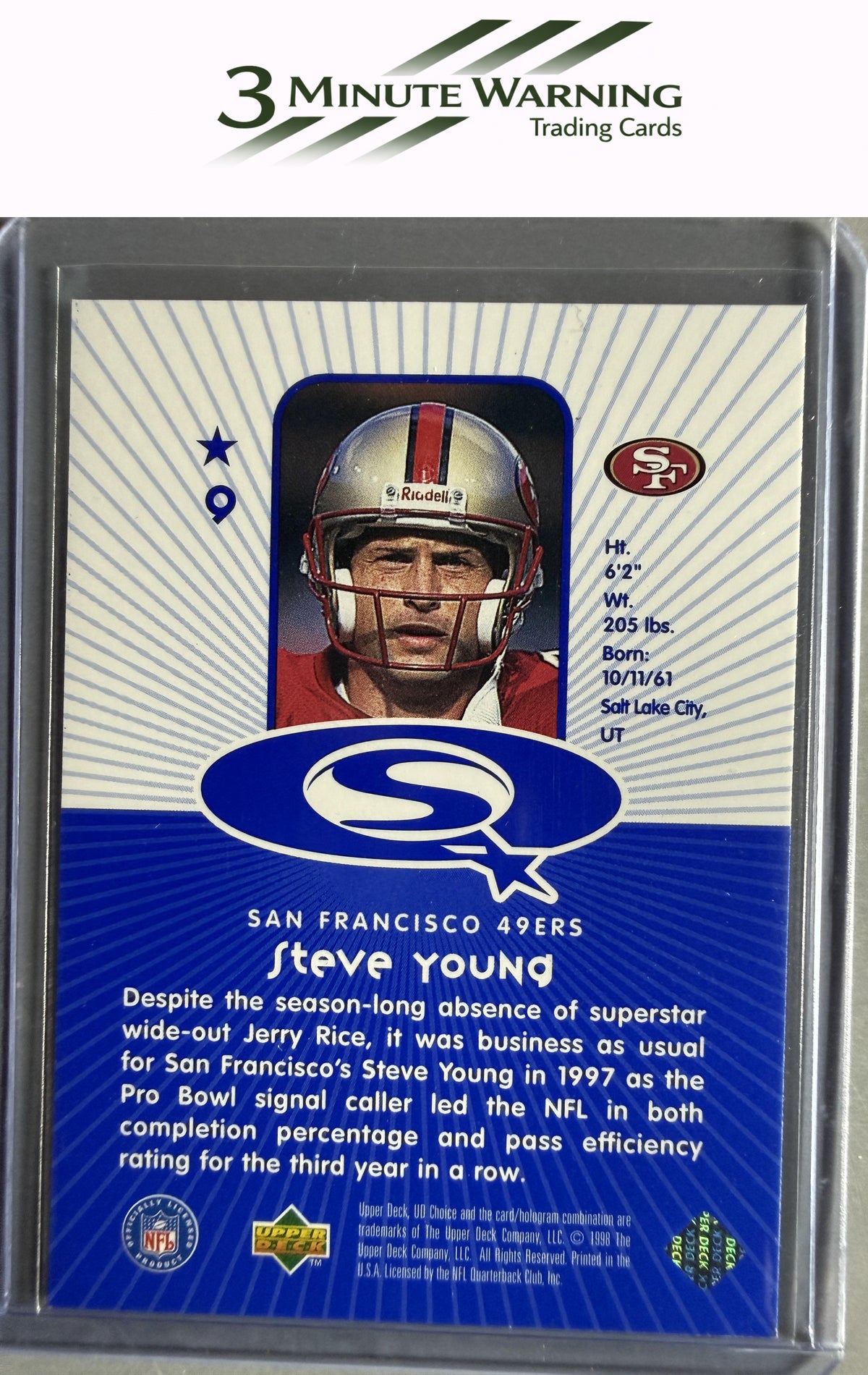 1998 UD Choice #9 Steve Young StarQuest Blue