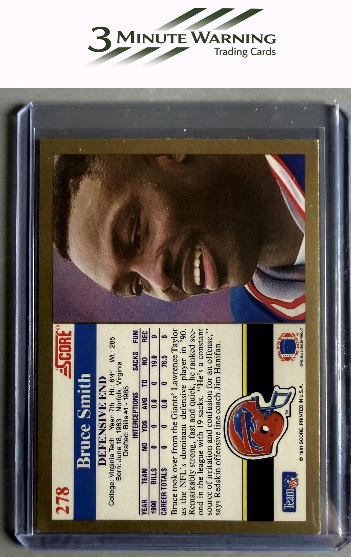 1991 Score #278 Bruce Smith