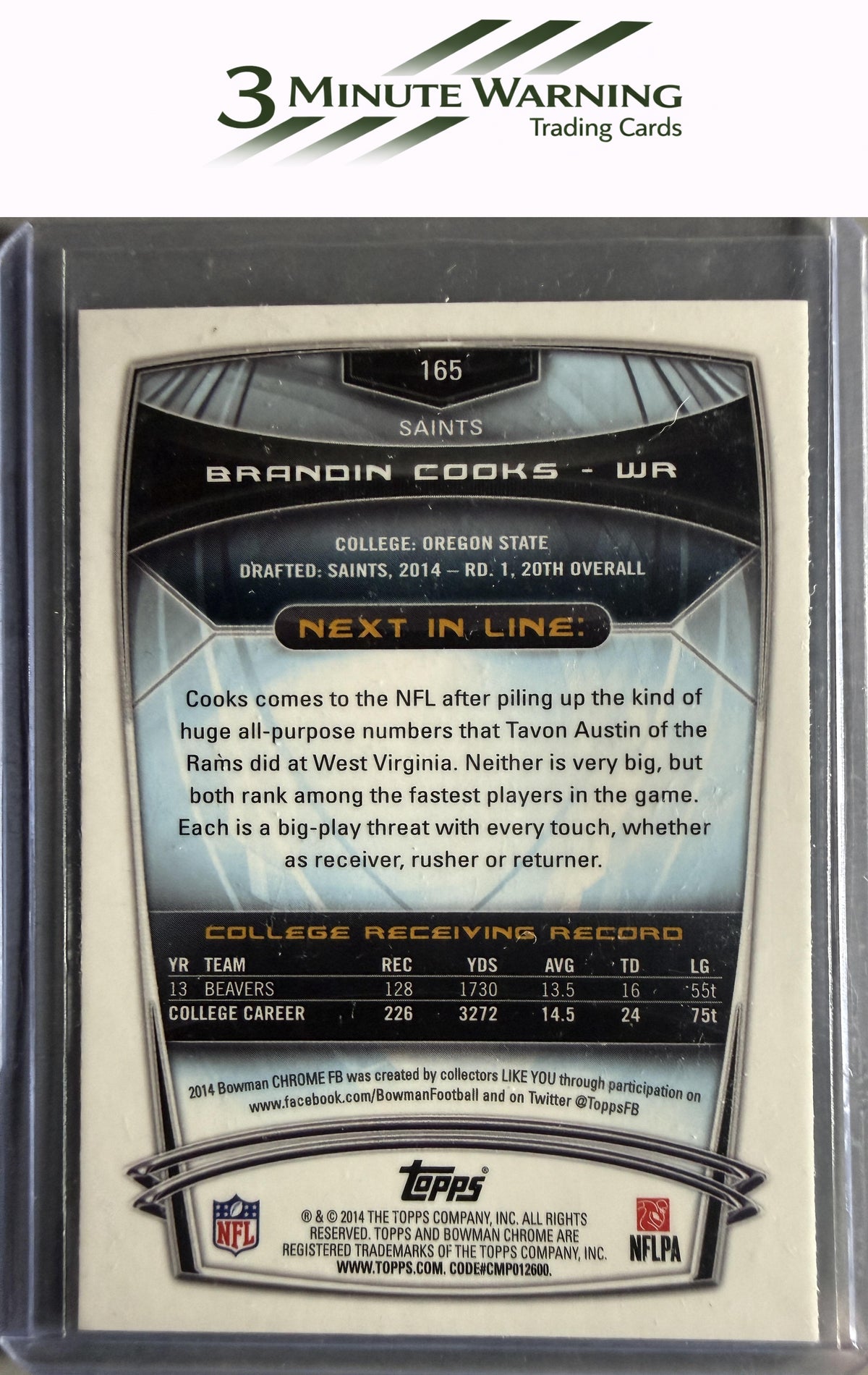 2014 Bowman Chrome #165 Brandin Cooks