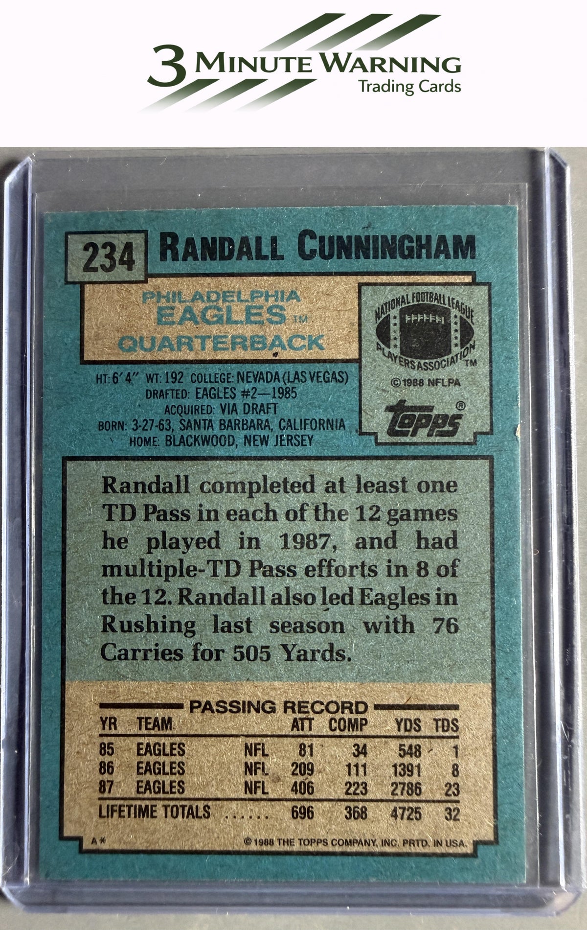 1988 Topps #234 Randall Cunningham