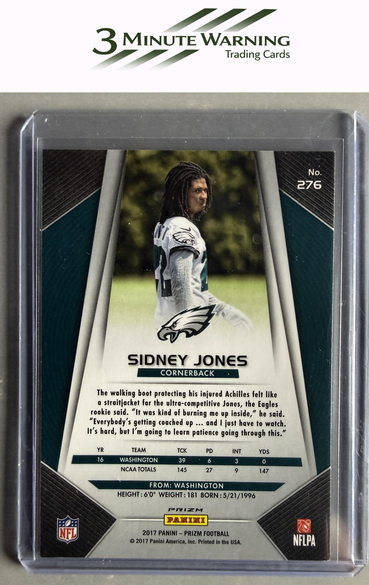 2017 Panini Prizm #276 Sidney Jones Prizm
