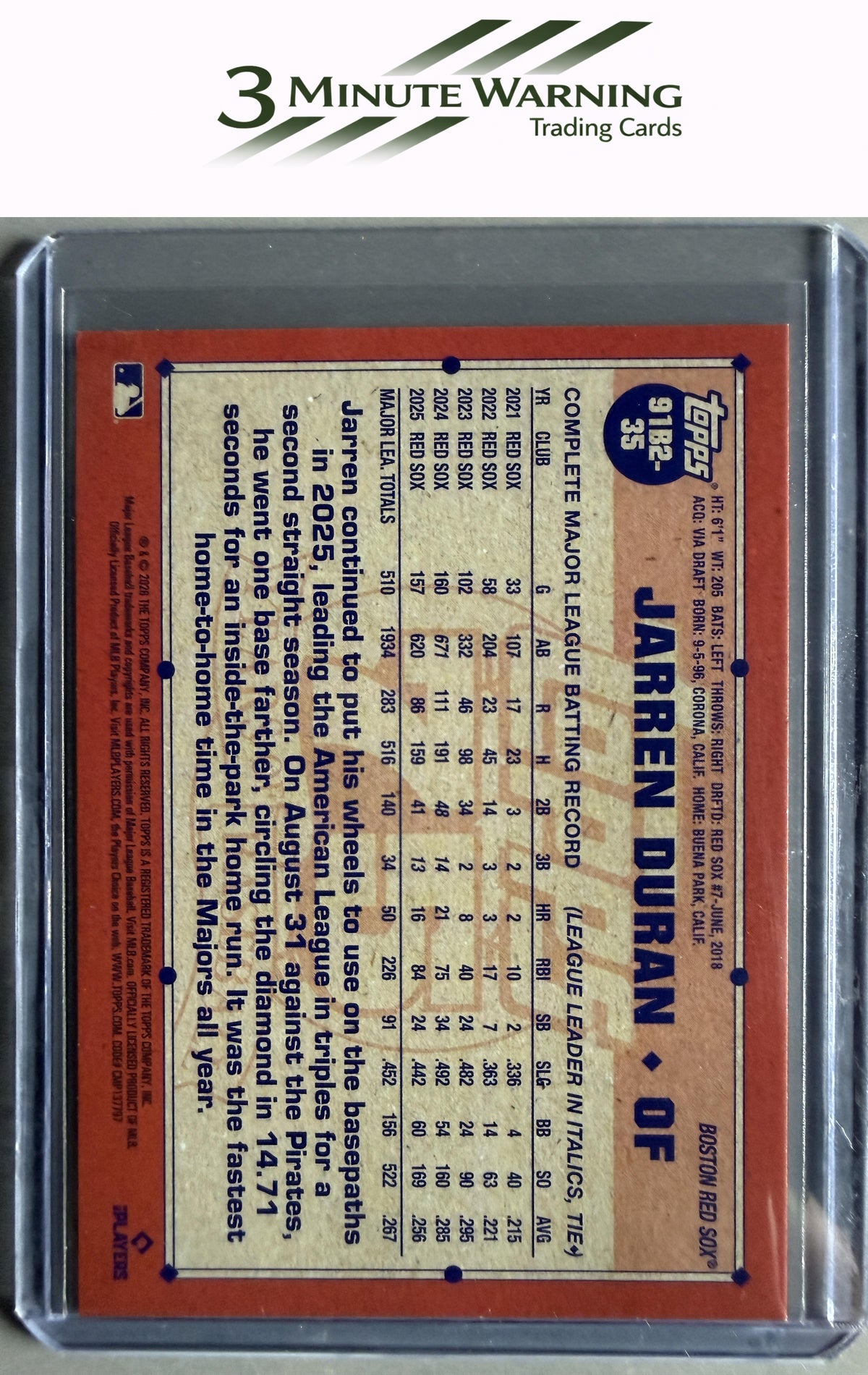 2026 Topps #91B2-35 Jarren Duran 1991 Topps Baseball (Series Two)