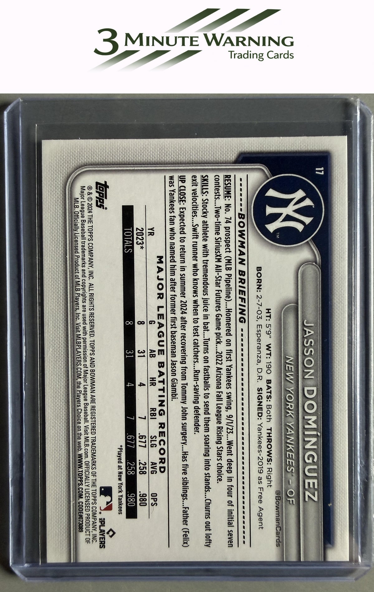 2024 Bowman #17 Jasson Domínguez