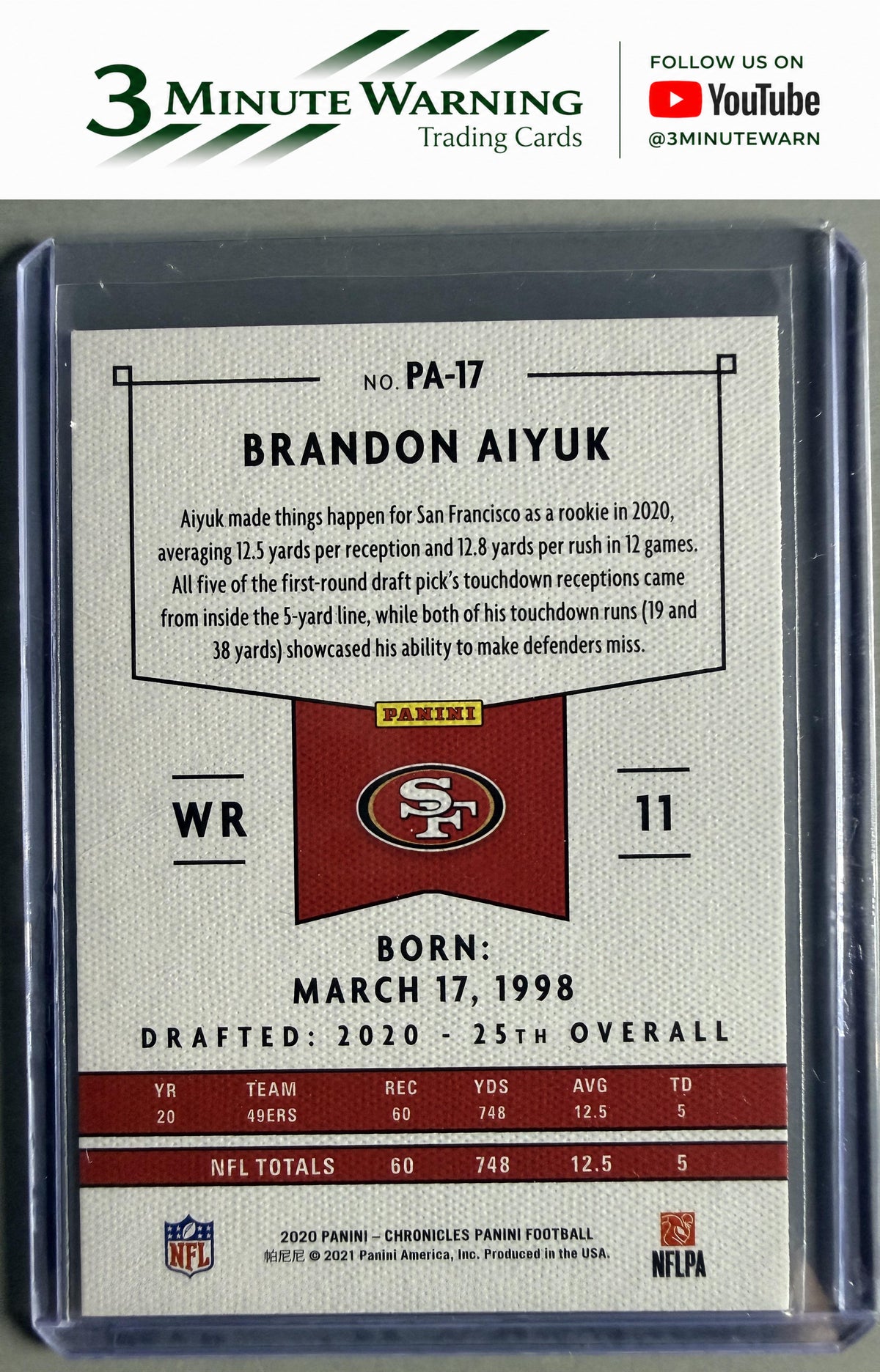 2020 Panini Chronicles #PA-17 Brandon Aiyuk Panini